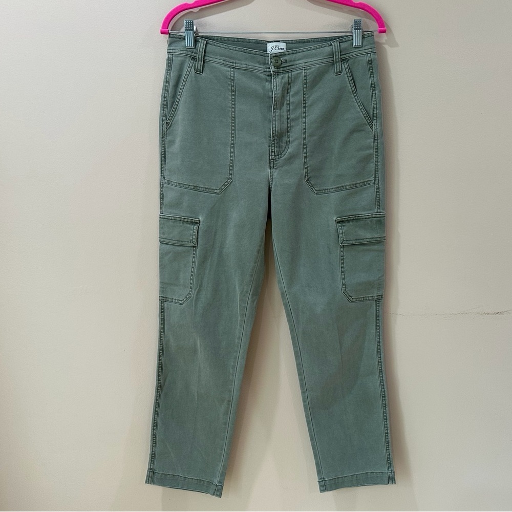 J. Crew pants cargo Women 28 Utility Green Pocket Ankle Cotton # AB590